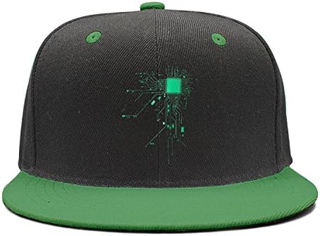 Kijhsaa Computer Chip CPU Core Heart Unisex Hip Hop Adjustable Flat Brim Hats Summer Hats