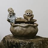 Chinese living room Office desktop decorating ceramic fountains flowing ornament lucky wind turbine creative fish tank humidifier,Lotus leaf "without spray"