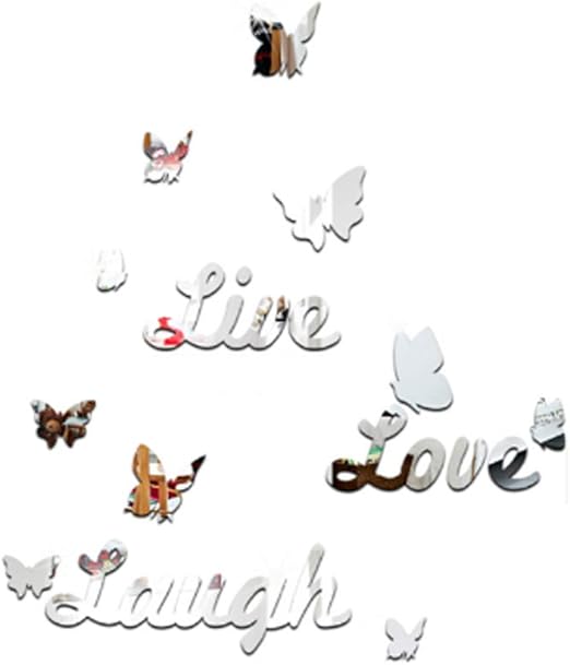 Diamoen Mariposa Risa Viva Del Amor Etiqueta De La Pared De Espejo