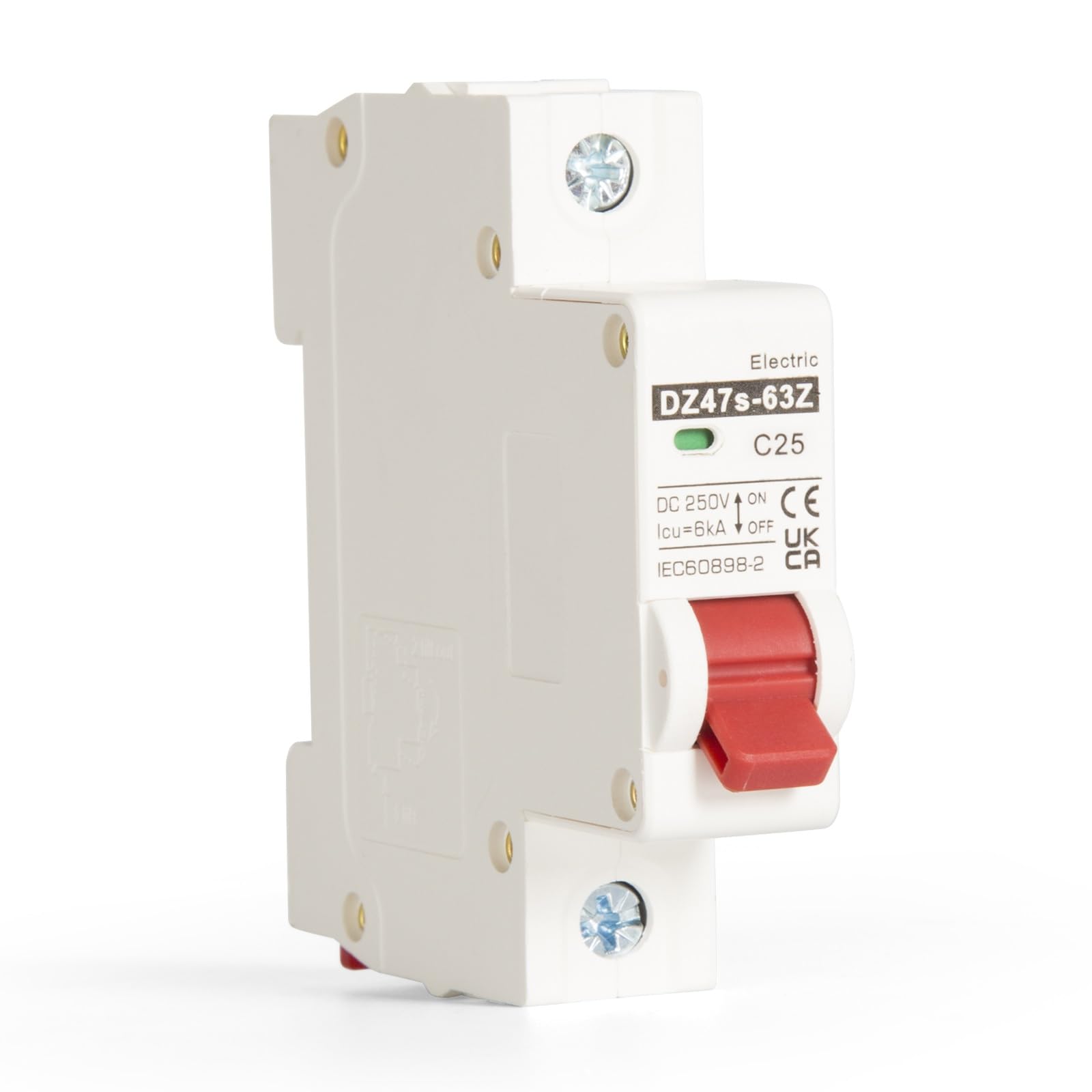 DEWIN 1P Solar Mini Circuit Breaker, Photovoltaic Surge Protector Lightning Arrester Device Overload Protection Switch Surge Protective Device 12V-250V DC (Size : 25A)