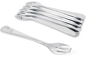 cozydiscount - Specialty Oyster Forks - Set of 6 - Stainless Steel 18/10 - Center Fork Crafted into a Knife