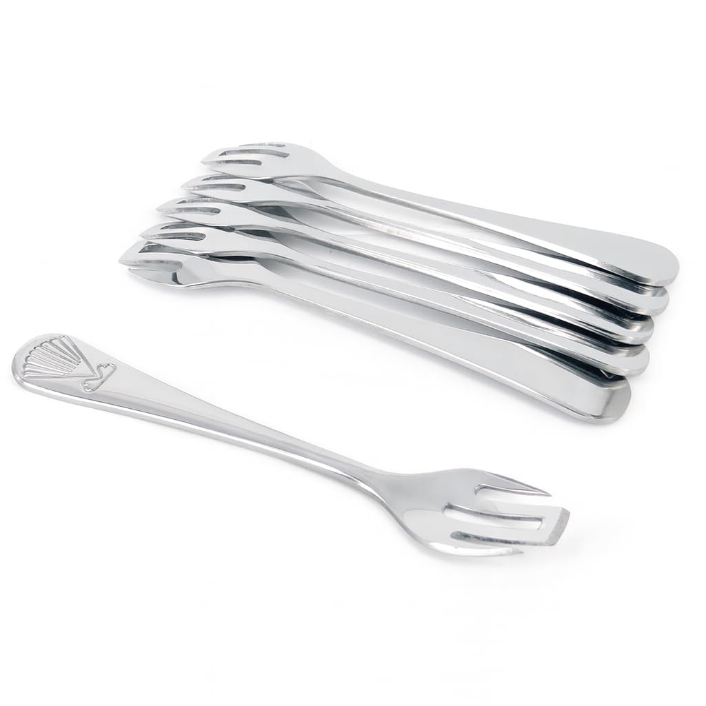 Cozydiscount Specialty Oyster Forks - Set of 6 - Stainless Steel 18/10 - Center Fork Crafted into a Knife