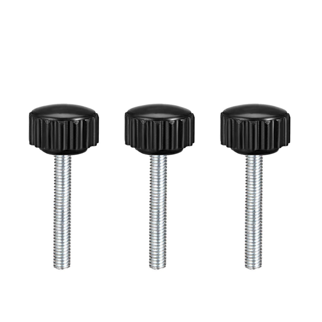 sourcing map M4 x 30mm Metric Male Thread Knurled Clamping Knobs Grip Thumb Screw on Type Hand Clamping Handle Bolt with Plastic Knobs Black 3 Pcs