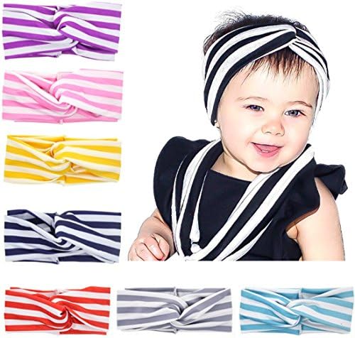 Baby Knot Hair Band Girls Ribbon Elasticity Turban Wrap Headband (8pcs pack)