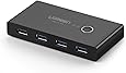 UGREEN USB 3.0 Sharing Switch 2 Computers 4-Port USB Peripheral Switcher Adapter Box Selector for PC, Printer, Scanner, Mouse, Keyboard with One-Button Swapping and 2 Pack USB A to A Cable