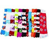 RSG Hosiery Funky Striped Toe Socks 6 Pairs or 12 Pairs Assorted Colors