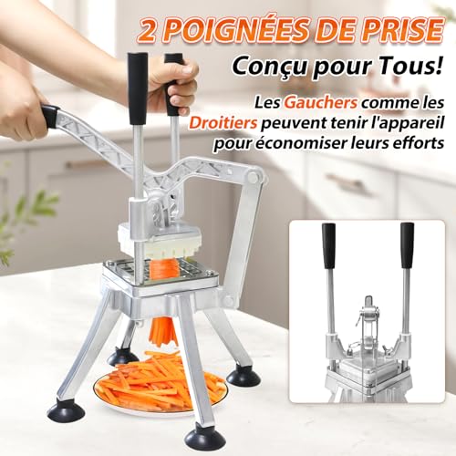 Anatole Professional Vertical French Fries Cutter with 6 mm 9 mm 13 mm Corner Blade Stainless Steel Potato Cutter for Fries Manual Multifunctional for Carrot, Cucumber, Onion, Lemon Fruit