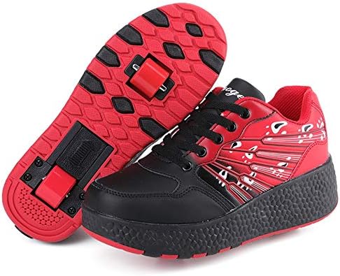 Recollect Boys Girls Roller Skates Shoes with Double Wheels Retractable Skateboarding Rollerblades Outdoor Sports Cross Trainers Gymnastic Sneakers for Unisex Kids