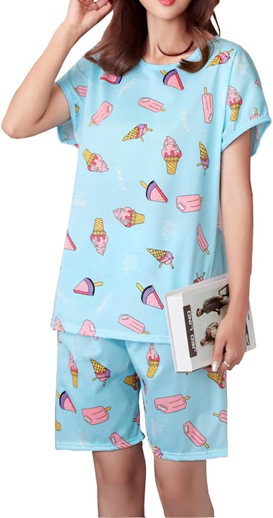 Big Girls' Lovely Short Sleeve Pajama Sets Cute Sleepy Cat Letters Printed Sleepwear 2PCS, Sleepy Cat