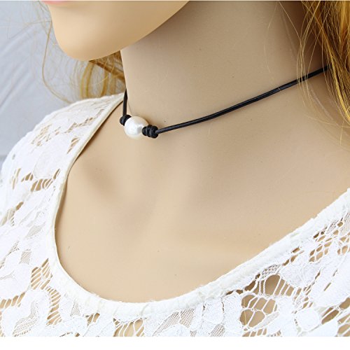 1 Wunionup+Pearl+Black+Leather+Necklace