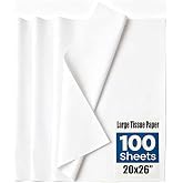 POZESE White Large Tissue Paper Bulk for Gift Bags, 100 Sheets, 20x26 Inches, Gift Wrapping Packaging Floral Filler for Birthday Wedding Crafts (White)