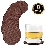 Silicone Coasters by HappyDavid Cup Mat Set of 8 for Fine Wine/Beer/Any Beverage,Use on Bars or Fine Furniture in Your Kitchen(brown)