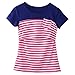 Women Breastfeeding Shirt Striped Patchwork Short Sleeve Maternity Breastfeeding and Nursing Tops (Red Stripe, L)