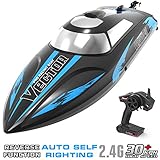 VOLANTEXRC Remote Control Boat for Pools and Lakes, High Speed 19mph Radio Control Boat Vector30 for Kids and Adults, 2.4Ghz RC Boat with Self-righting, Reverse for Boys and Girls (795-3 Black)