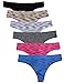 Kalon 6 Pack Women's Nylon Spandex Thong Underwear (Small, Sporty Tri-Blend)
