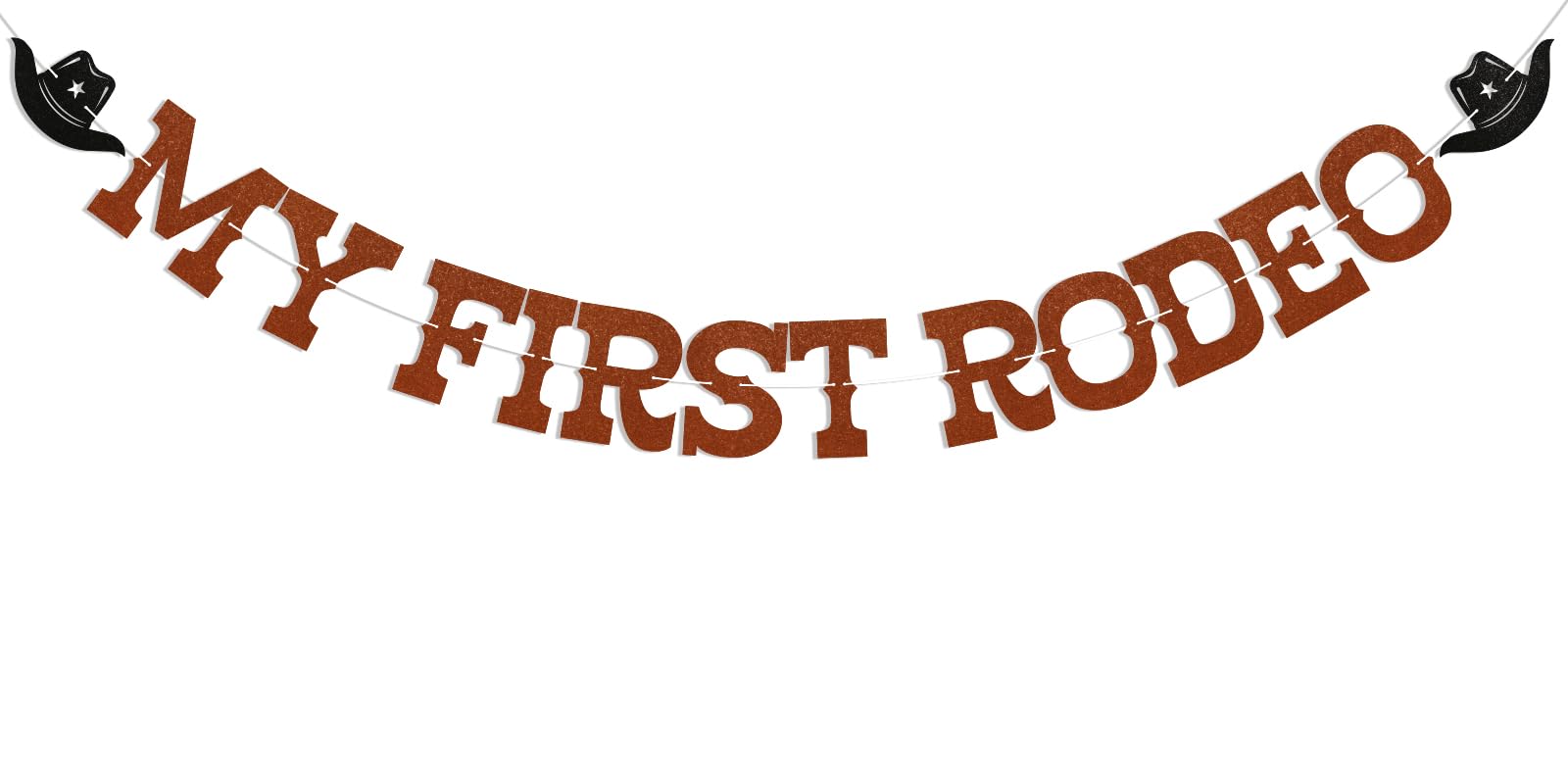 Photo 1 of My First Rodeo Banner - Western Cowboy 1st Birthday Decorations, Little Cowboy Bday Decor, Wild West 1st Birthday Party Decorations Supplies Brown Glitter