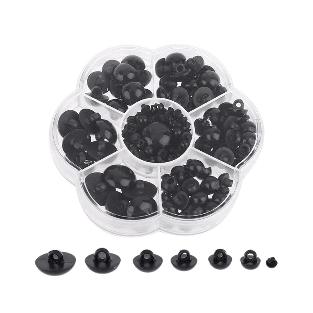 184 Pcs DIY Craft Mushroom Button Solid Eyes Mushroom Beads Black Round Buttons for Domed Sewing Animal Doll