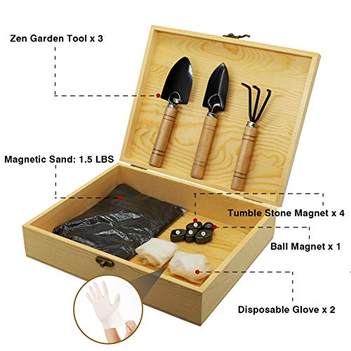 DAILYLIFE Sand Zen Garden with 1.5 Lbs Iron Filings, 5 and 3 Zen Garden Tools