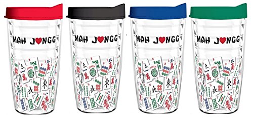 Tumbler 16 oz - Mah Jongg Tile Design Tritan USA Drinkware (4 Asst 16oz Tumblers)