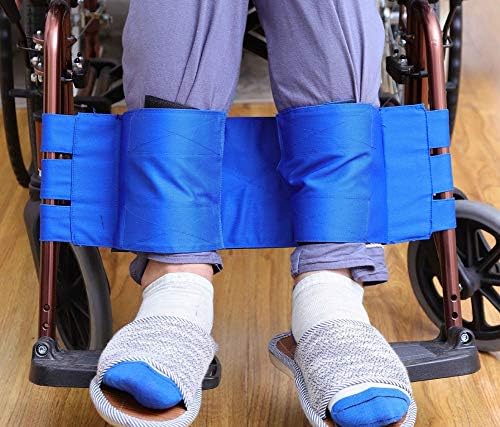 Wheelchair Leg Straps, Wheelchair Footrest Restraint, Medical Restraints Seatbelt Safety Foot Support Lap Belt, Safety Transport Support Belt, Elderly & Seniors, Handicap Accessory,Blue