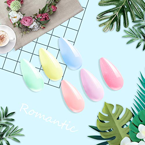 ab gel Home Nail Gel Polish Kit-6 Colors with Base and Top Coat, Fluorescent Series Colors Set