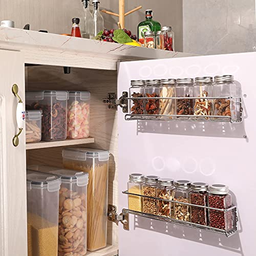 VIAV 4 Pack Spice Rack Organizer, Wall Mounted Storage Rack Hanging Shelf - Perfect Seasoning Organizer For Your Kitchen Cabinet, Cupboard or Pantry Door, Silver