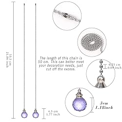 2 Pieces Purple Crystal Ceiling Fan Pull Chain