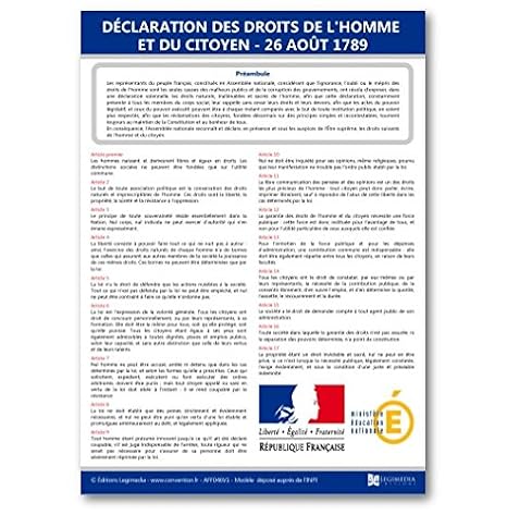 Affichage Déclaration Des Droits De Lhomme Et Du Citoyen - 