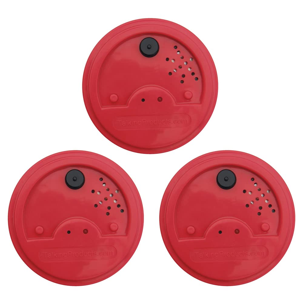 Talking Products, Red Talking Tins Voice Recorder Buttons, 40 Seconds Recording, Pack of 3. Ideal for Independent Living and Speaking and Listening Activities.