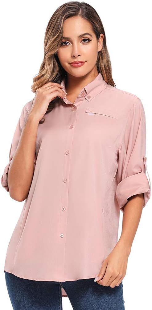 Jessie Kidden Women's Quick Dry Sun UV Protection Convertible Long Sleeve Shirts for Hiking Camping Fishing Sailing : Clothing