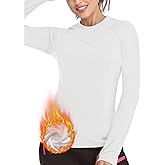 Soneven Women Fleece Thermal Long Sleeve Running Shirt Workout Tops Moisture Wicking Athletic Shirts with Thumb Holes