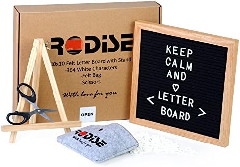 Black Felt Letter Board With Stand: 364 White - Interchangeable Characters - Letters &amp; Emoji's | Durable Message Board With Tripod Wood Stand - Zippered Felt Bag With Logo &amp; Scissors