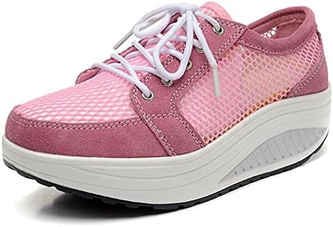 Los Angeles Women's Mesh Shoes Slip On High Platform Breathable Sneaker (Women 6.5 B(M) US/38 EU, High Platform -Pink)