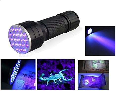 KORADA 21 LED UV Ultra Violet Blacklight Pocket Flashlight for Spotting Scorpions and Bed Bugs Dog Cat Urine and Stains, A/C Leaks, Pet Stains, Detecting Fluorescent Substance