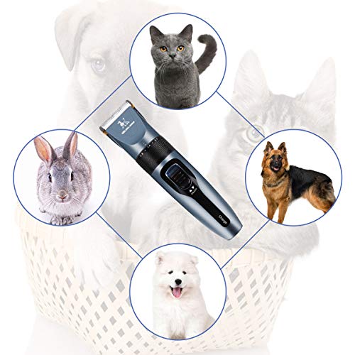 Dog Clippers, Professional Pet Grooming Kit Rechargeable Cordless Dog Shaver Pet Electric Clippers Low Noise Dog Hair Trimmer with 4 Comb Guides Scissors Nail Kits for Dogs Cats and Other Hairy Pets