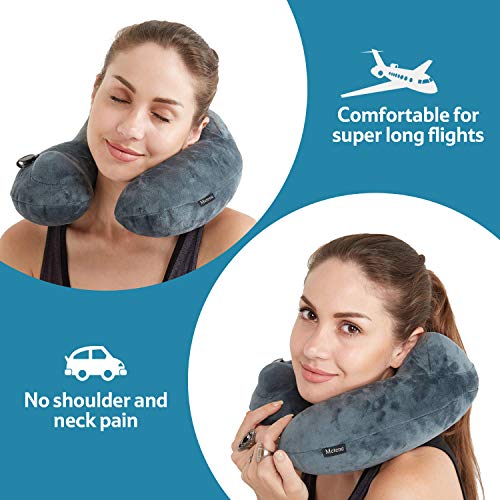 image for Metene Travel Pillow for Airplanes,Inflatable Neck & Head Support Pill