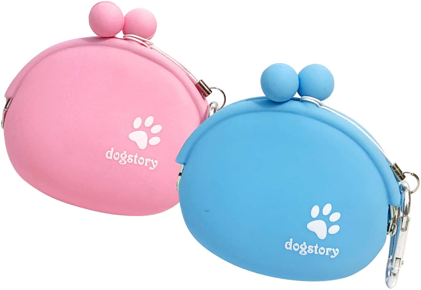 2 Pieces Dog Cat Snack Bag Training Bag Silicone Cat Dog Training Portable Dog Snack Bag (Blue and Pink)