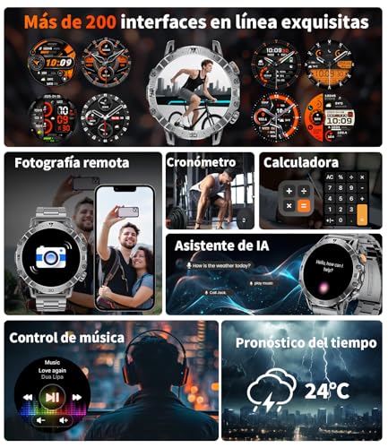 1000 mAh Men's Smart Watch, 1.7 Inch Smartwatch Men with Bluetooth Calls, Military LED Flashlight, 100+ Sports Modes, Fitness Watch, Heart Rate Monitor/Sleep Monitor, Men's Watch Android iOS