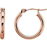 14k Rose Gold 15mm Hoop Huggie Earrings (15mm x 2mm)