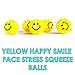 Smile Face Squeezable Stress Ball – Mega Pack of 24 - Tension Relief Activity Balls - Pressure Relieving Health Balls - Therapeutic Relaxing Neon Yellow Color