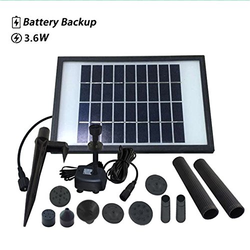 Solar Fountain Water Pump Kit With Battery Backup And LED Lights Solar Power Panel Upgraded Submersible Sprayer Pumps 9V/3.6W 260L/H
