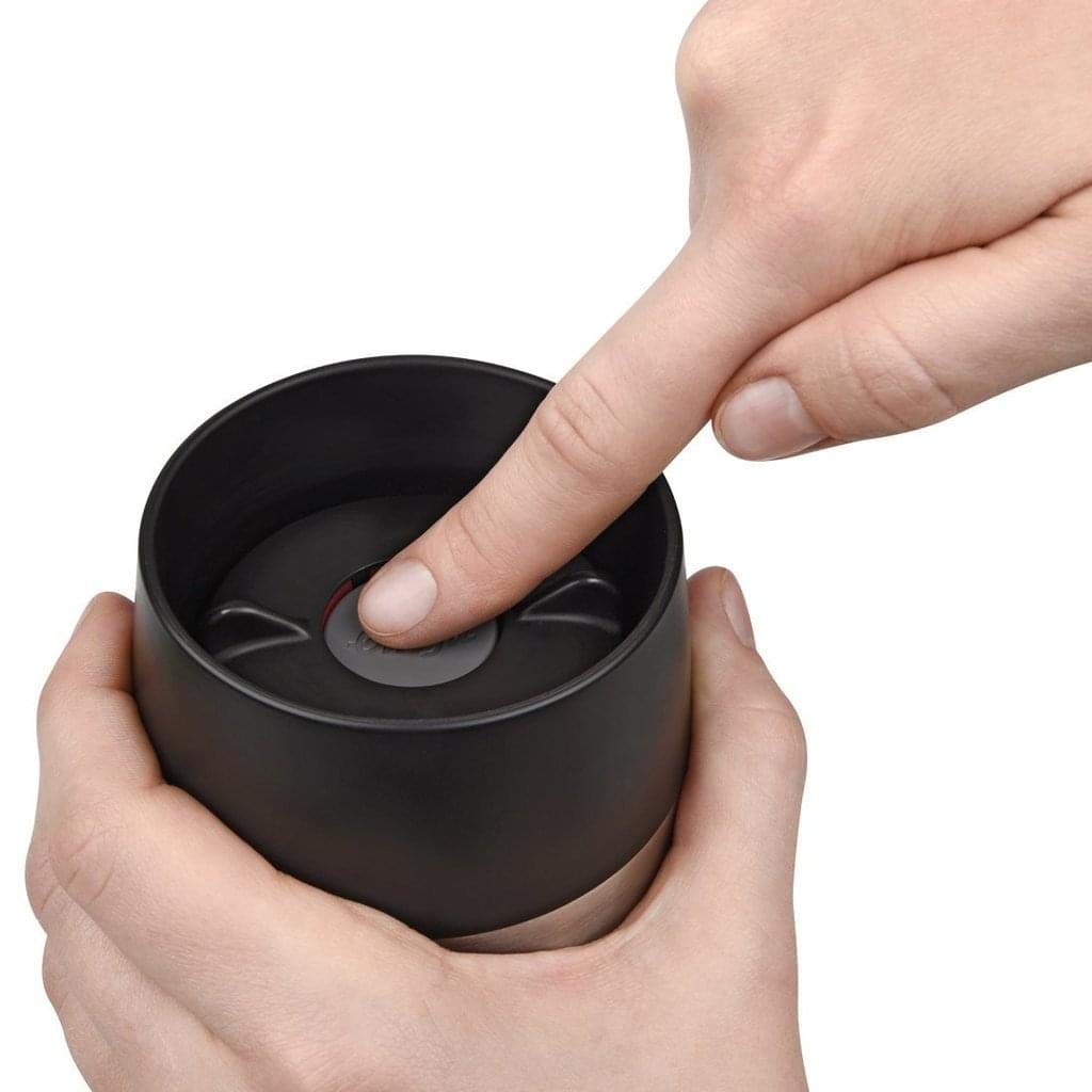 (Black) - Emsa 513361 Travel Mug insulated drinking cup with Quick Press closure, 360 ml, black