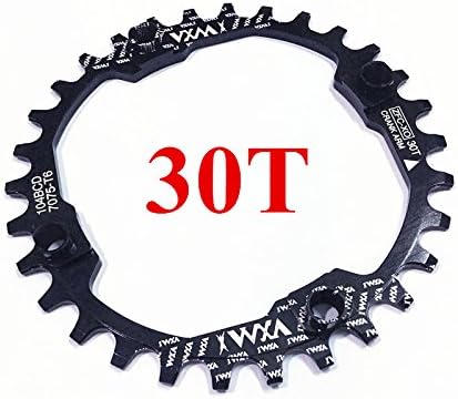 UltraZhyyne Bicycle 104BCD Crank Oval Round 30T 32T 34T 36T 38T 40T 42T 44T 46T 48T 50T 52T XT Chainwheel Narrow Wide Bike Chainring [ Round 30T Black ]