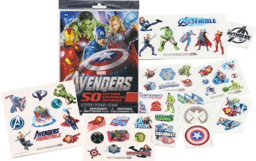 Marvel AVENGERS Temporary Tattoos - 50 Tattoos - Iron Man, Thor, Hulk, Captain America and more! by Savvi