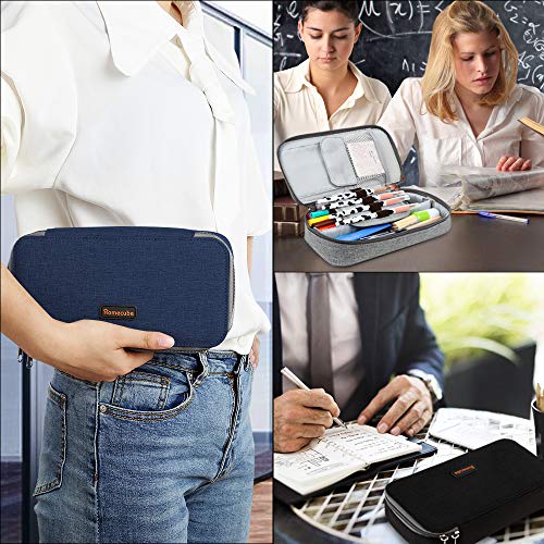 Homecube Pencil Case, Big Capacity Pen Case Desk Organizer with Zipper for School & Office Supplies - 8.74x4.3x2.17 inches, Blue