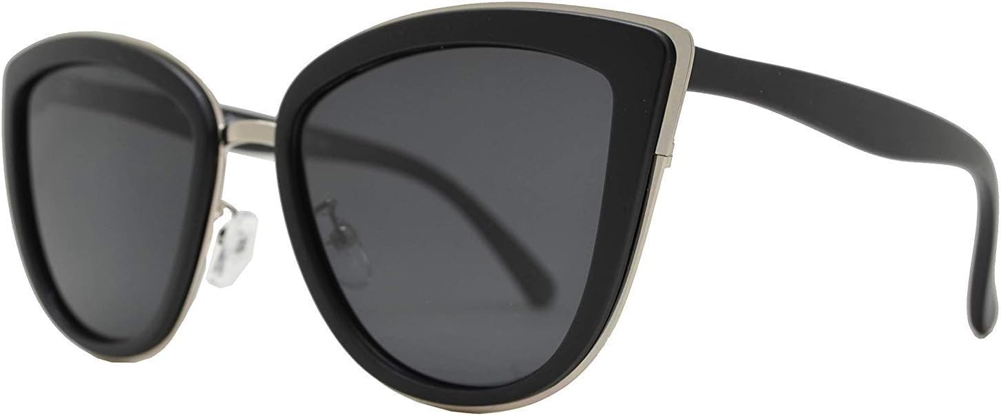 Polarized - Women Cat Eye Metal Bridge Oversized Design Sunglasses, UV Protection