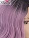 K'ryssma Short Bob Lace Front Wig Ombre Purple Synthetic Wig for Women Dark Roots to Ash Purple Wavy wig Heat Resistant