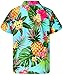 KING KAMEHA Men's Pineapple-Desings Summer-Party-Shirts Short-Sleeve, Pineapple, Turquoise, M