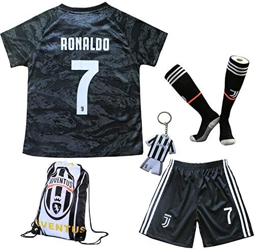 GamesDur 2019/2020 Cristiano Ronaldo #7 Away Football Soccer Kids Jersey & Short & Sock & Soccer Bag Youth Sizes