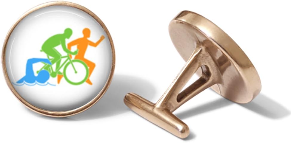 Triathlon Swim Bike Run Cufflinks (Solid Bronze)